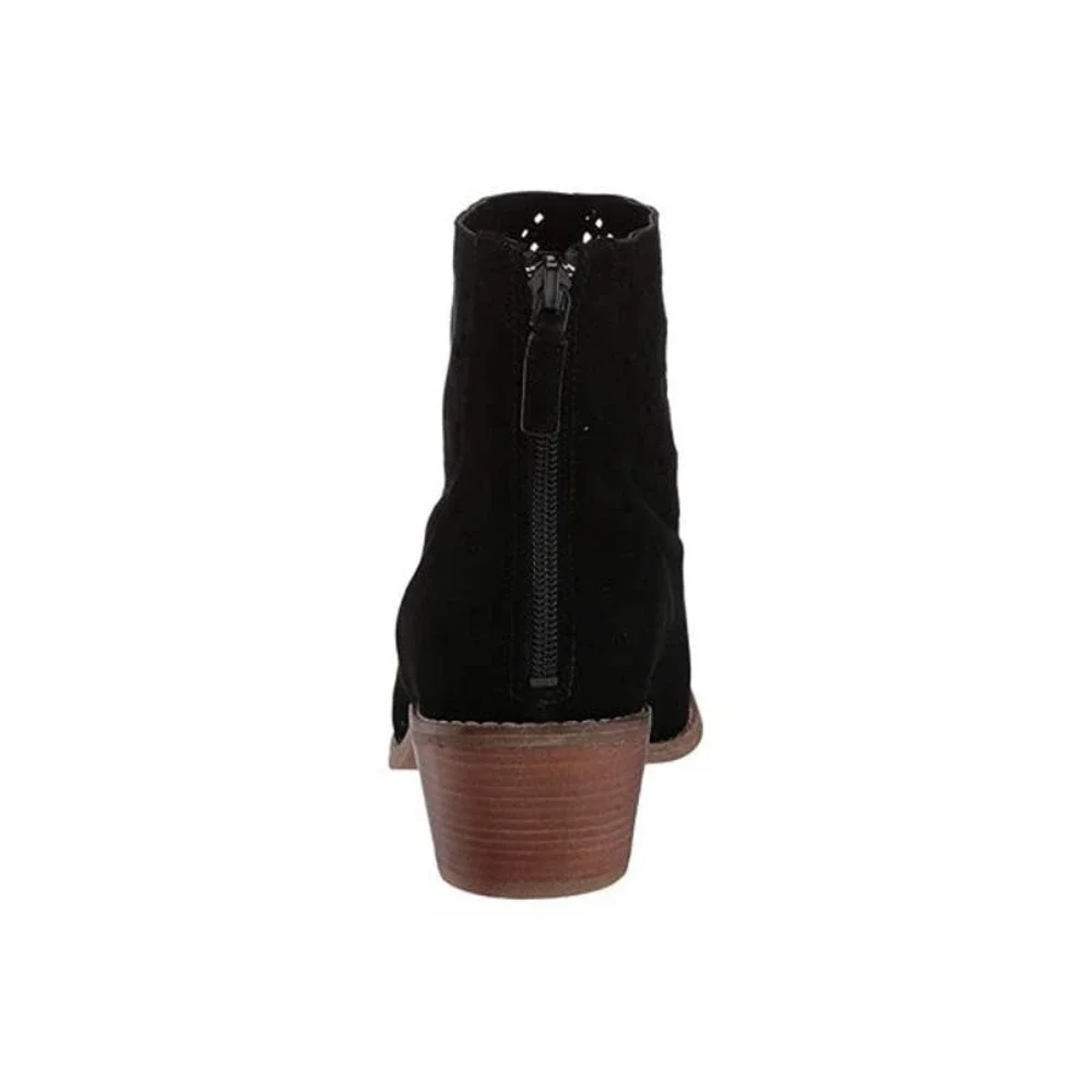 NEW COLE HAAN BLACK SUEDE LASER CUT OUT ANKLE BOOTIE - SIZE 8 - Picture 5 of 11